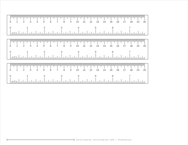 Printable ruler with centimetre and inch scales